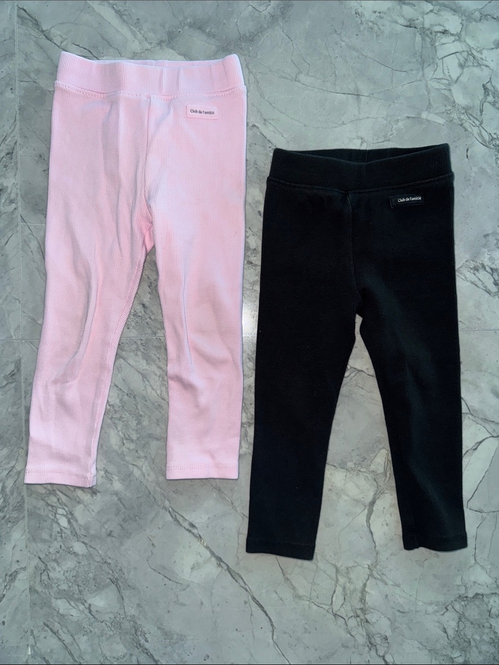 Zara Kids' Pink and Black rib knit Leggings - 2 Pack
